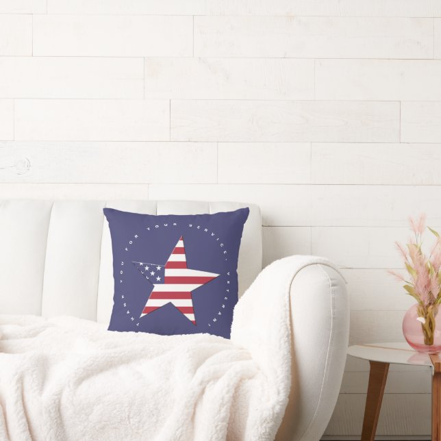 USA Star Thank You for your Service, Veterans Day Throw Pillow (Couch)