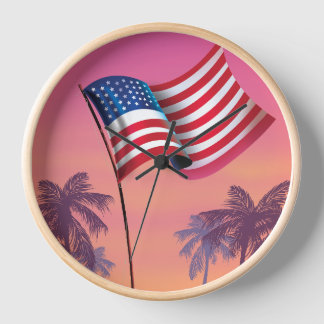 USA Stars and stripes Clock