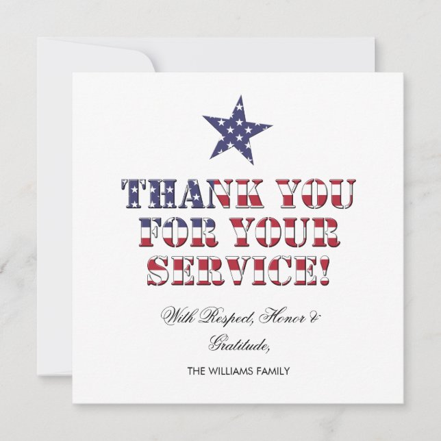 USA Stars and Stripes Thank You for Your Service (Front)