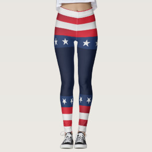 USA Stars & Stripes American Flag Light & firework Leggings