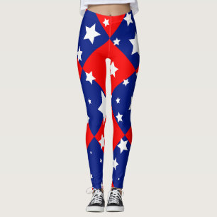 USA Stars & Stripes American Flag Light & firework Leggings