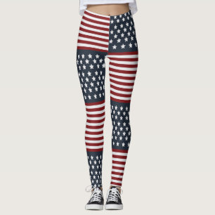 USA Stars & Stripes American Flag Light & firework Leggings