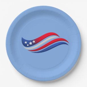 USA Stars & Stripes Wave Throw Pillow Red White Paper Plate