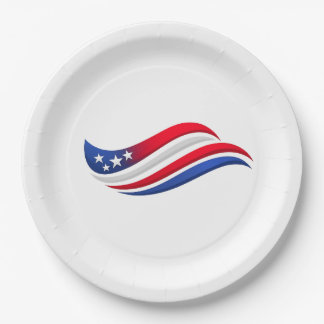 USA Stars & Stripes Wave Throw Pillow | Red White  Paper Plate