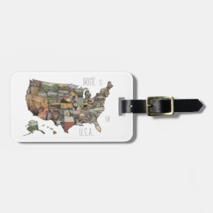 USA State Collage Luggage Tag