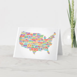 USA States and Cities Thank You Card