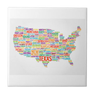 USA States and Cities Tile