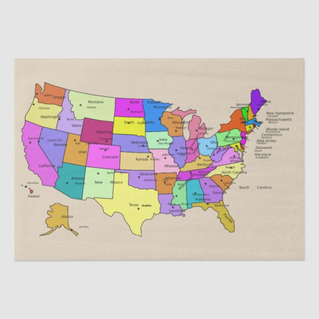 USA states map tissue paper (Front)