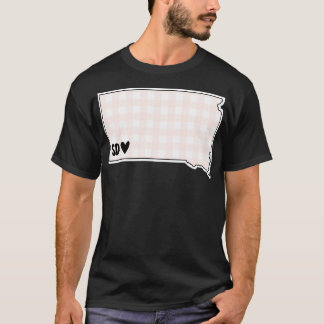 USA States South Dakota pink plaid T-Shirt