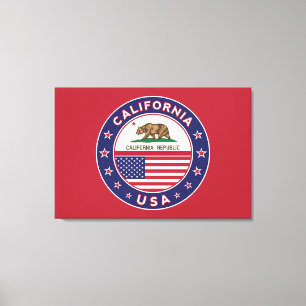 USA_STATES - WITH_FLAG_California_circle_with_flag Canvas Print