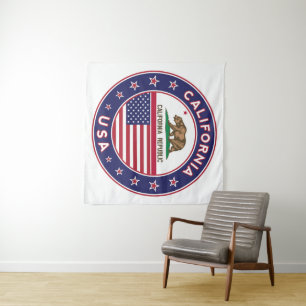 USA_STATES - WITH_FLAG_California_circle_with_flag Tapestry