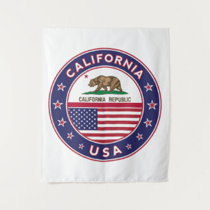 USA_STATES - WITH_FLAG_California_circle_with_flag Tapestry