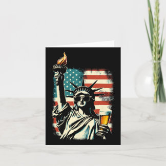 Usa Statue Of Liberty 4th Of July Party Beer Funny Card