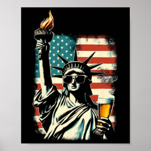 Usa Statue Of Liberty 4th Of July Party Beer Funny Poster