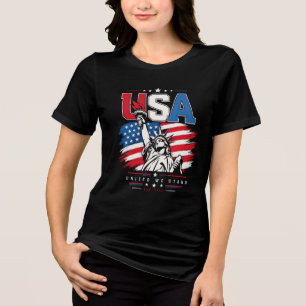USA Statue of Liberty Distressed Flag Patriotic De Tri-Blend Shirt