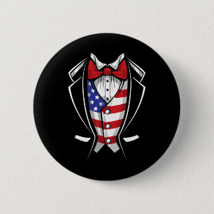 Usa Suit Tuxedo Patriotic 4th Of July Flag America 2 Inch Round Button