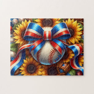 USA Sunflower Baseball Jigsaw Puzzle