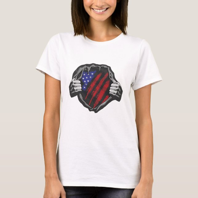 USA Superhero Costume Flag T-Shirt (Front)