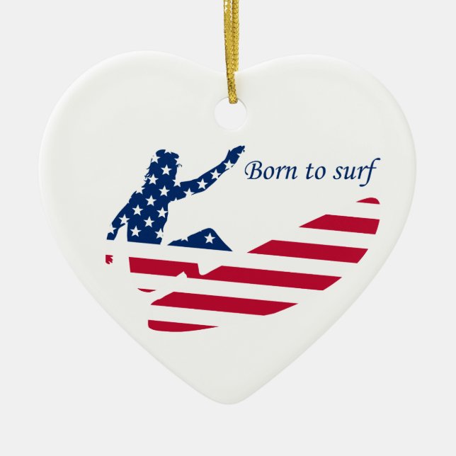 USA surfing American surfer Ceramic Ornament (Front)