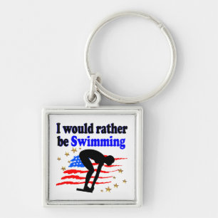 USA SWIMMER DESIGN I WOULD RATHER BE SWIMMING KEYCHAIN