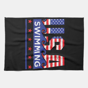 USA Swimming Artwork For A Swimmer Kitchen Towel