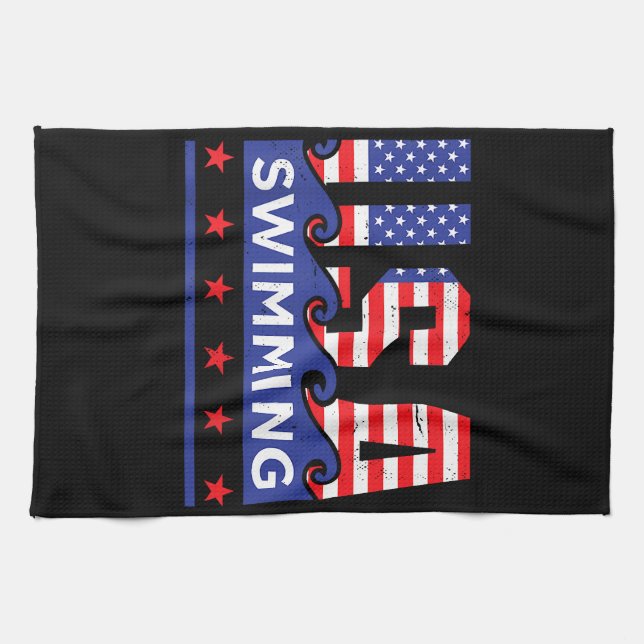 USA Swimming Artwork For A Swimmer Kitchen Towel (Horizontal)