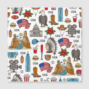 USA Symbols Vintage Seamless Pattern