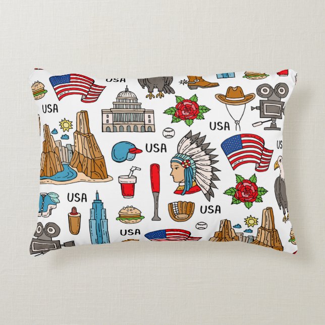 USA Symbols Vintage Seamless Pattern Accent Pillow (Front)