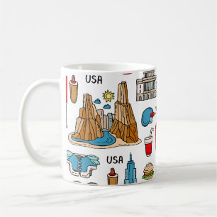 USA Symbols Vintage Seamless Pattern Coffee Mug