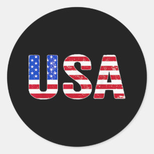 USA T Shirt Patriotic American Flag Men Women Kids Classic Round Sticker