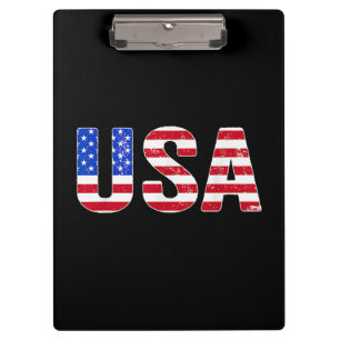 USA T Shirt Patriotic American Flag Men Women Kids Clipboard