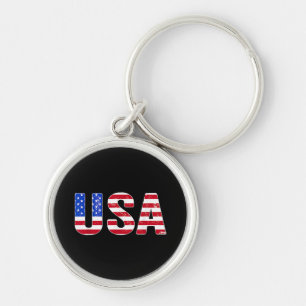USA T Shirt Patriotic American Flag Men Women Kids Keychain