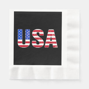 USA T Shirt Patriotic American Flag Men Women Kids Napkin