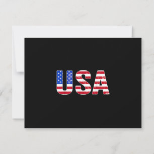 USA T Shirt Patriotic American Flag Men Women Kids RSVP Card