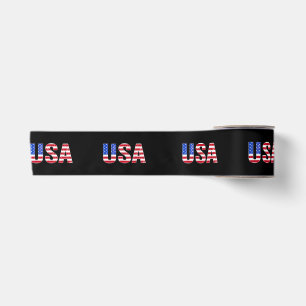USA T Shirt Patriotic American Flag Men Women Kids Satin Ribbon