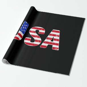 USA T Shirt Patriotic American Flag Men Women Kids Wrapping Paper