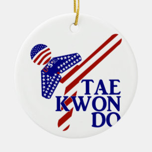 USA Taekwondo Kick (1) Ceramic Ornament