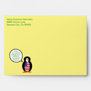 USA Talking Ms. Penguin Personalized Envelope
