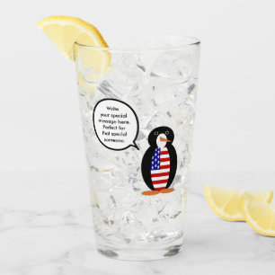 USA Talking Ms. Penguin Personalized Glass