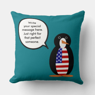 USA Talking Ms. Penguin Personalized Throw Pillow