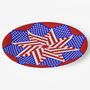 USA Teabag Folding Round 1,Red-PAPER PARTY PLATES