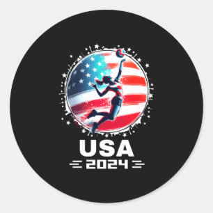 Usa team 2024 volleyball shirt for men women kids classic round sticker