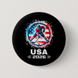 Usa Team 2026 Hockey American Flag Women Men Kids  2 Inch Round Button