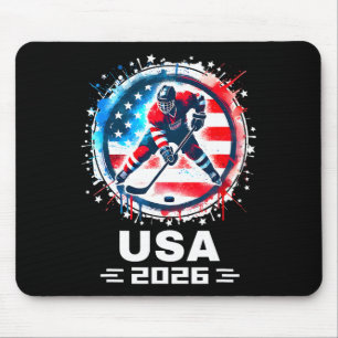 Usa Team 2026 Hockey American Flag Women Men Kids  Mouse Pad