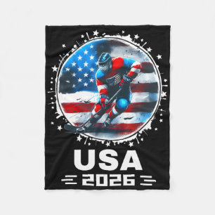 Usa Team 2026 United States American Flag Hockey U Fleece Blanket