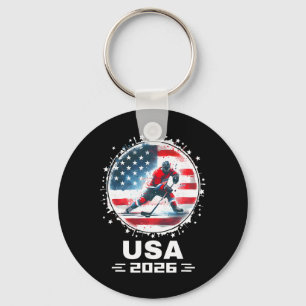 Usa Team 2026 United States American Flag Hockey U Keychain