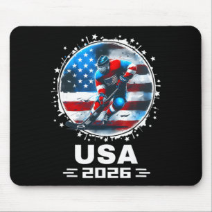 Usa Team 2026 United States American Flag Hockey U Mouse Pad