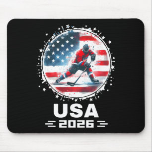 Usa Team 2026 United States American Flag Hockey U Mouse Pad