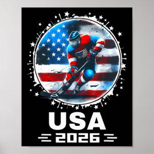 Usa Team 2026 United States American Flag Hockey U Poster