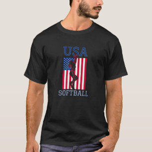 USA Team Women Sports Patriotic American Flag Girl T-Shirt